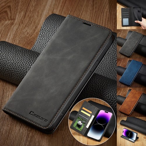 Magnetic wallet case leather - wallet,